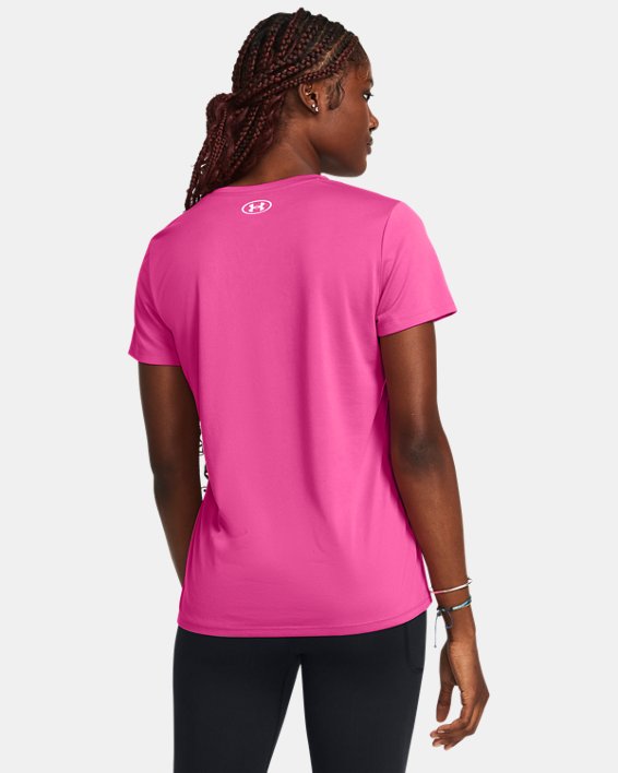Camiseta de manga corta con cuello de pico UA Tech™ para mujer, Pink, pdpMainDesktop image number 1